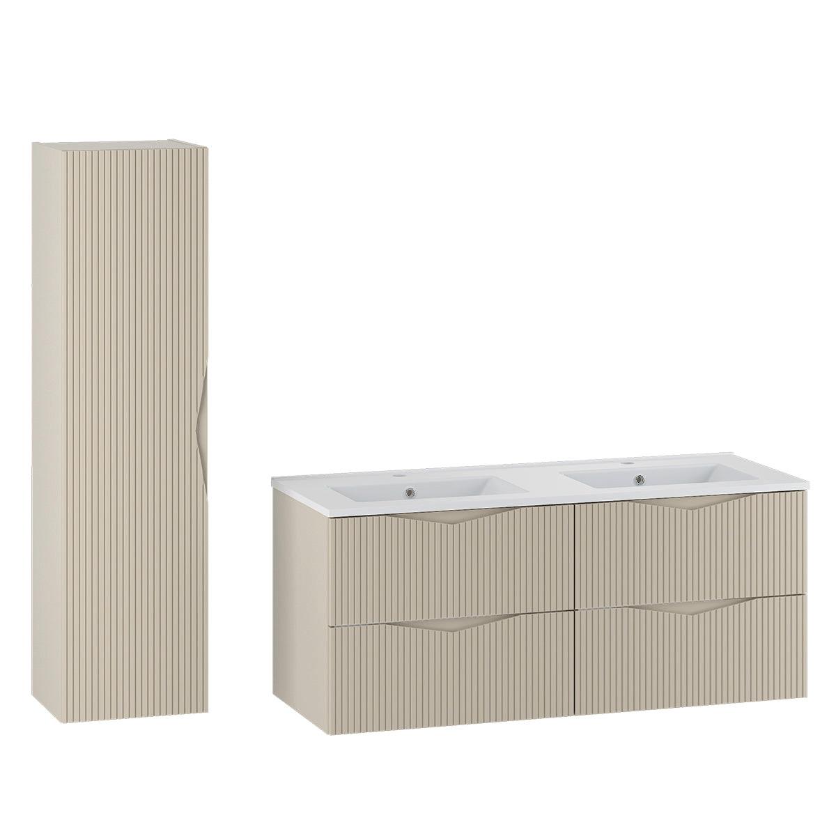 BADMÖBEL 120cm Tao 2er-Set Kaschmir - Kaschmir, Holzwerkstoff (120/50/45.8cm) - Petits-meubles