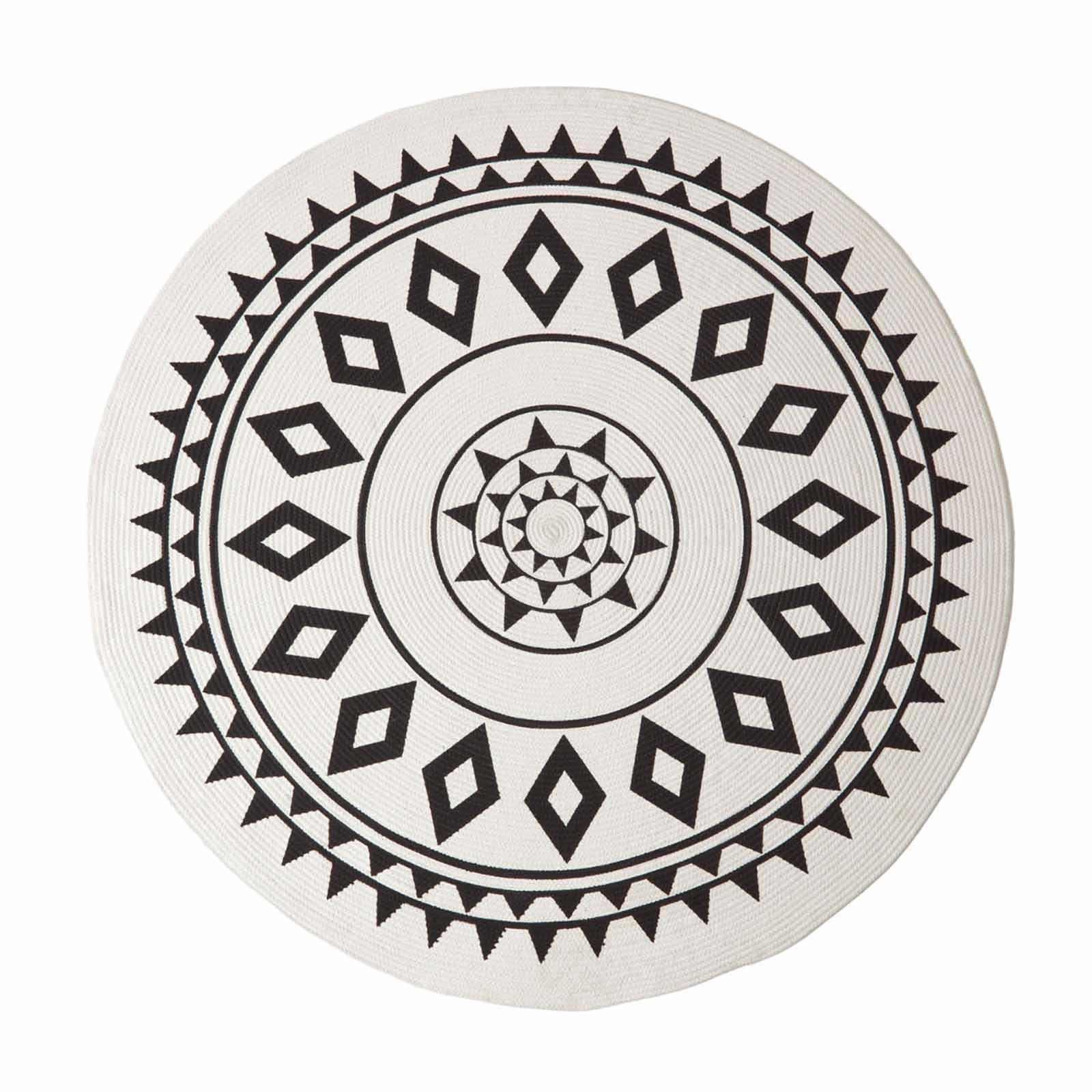 TEPPICH Lia geflochten mit Mandala-Muster rund 120 cm - Schwarz, Textil (120/120cm) - Homescapes