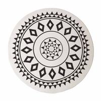 TEPPICH Lia geflochten mit Mandala-Muster rund 150 cm - Schwarz, Textil (150/150cm) - Homescapes