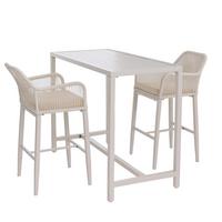 SET BARTISCH + BARHOCKER eckig Beige 3er Set-Set - Beige, Metall (65/130/105cm) - MCW