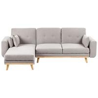 ECKSCHLAFSOFA 3-Sitzer Stoff Grau rechtsseitig Kaarina - Hellbraun, Textil (260/152cm) - Beliani