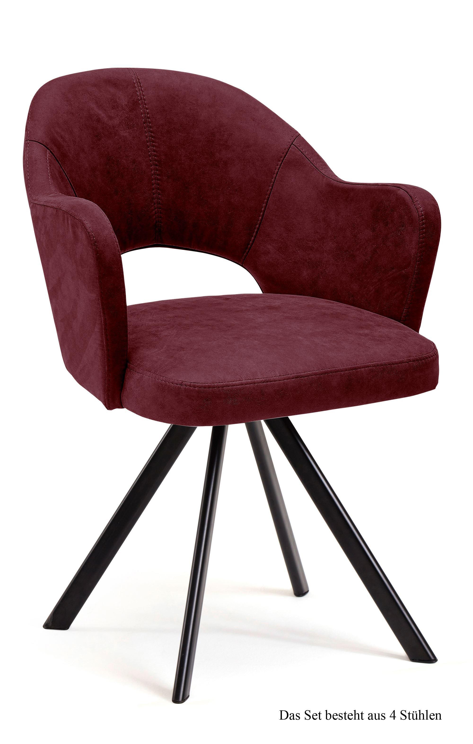 ARMLEHNSTUHL (4er-Set) Debor 59x87x61 Schwarz/Marsala - Brombeere/Schwarz, Kunststoff (61/87/59cm) - 58aufmkessel