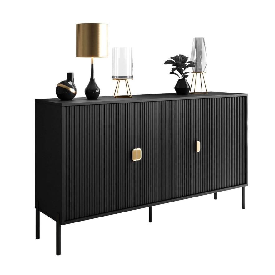 KOMMODE DALIA 3D - Goldfarben/Schwarz, Holzwerkstoff (154/84/49cm) - Lookway