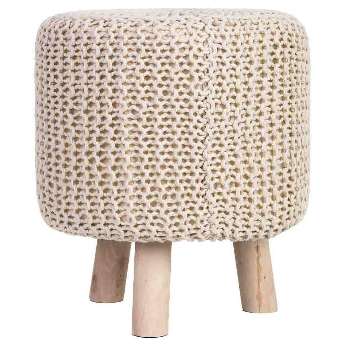 HOCKER aus Holz und Baumwolle, gelb, 35x44cm - Gelb, Holz (35/44/35cm) - Wanderlust