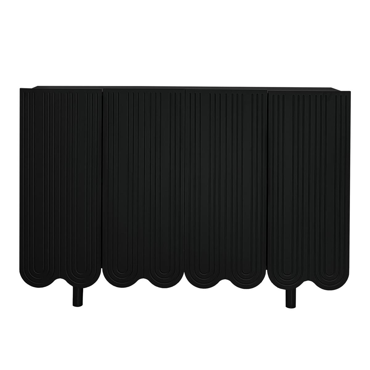 SIDEBOARD mit Metallfüßen und Rillen-Design - Schwarz, Holzwerkstoff/Metall (120/80/38cm) - Urban Meuble