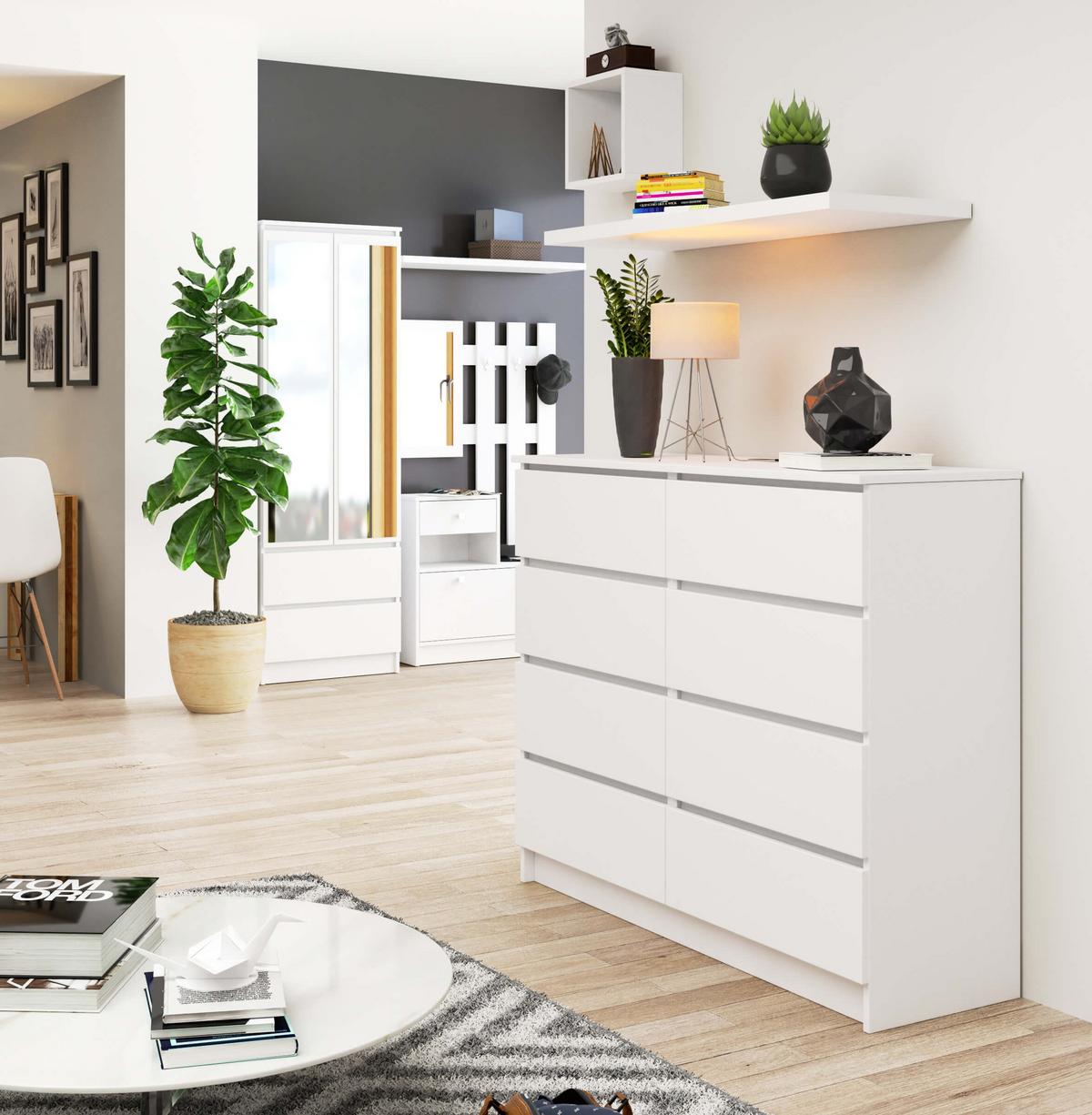 KOMMODE Weiß 99/120/40 - Weiß, Holzwerkstoff (120/99/40cm) - RAUMHIRSCH FURNITURE
