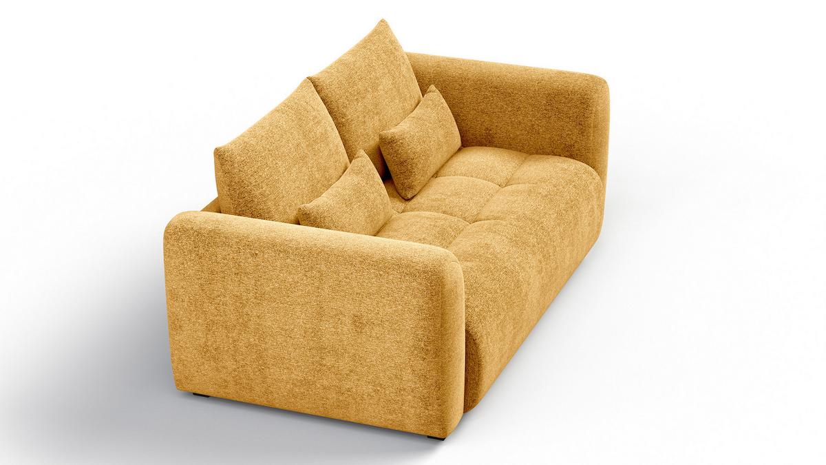 SOFA SORENO 3-Sitzer, gelb - Gelb/Schwarz, Holz/Textil (214/94/114cm) - Wozimo