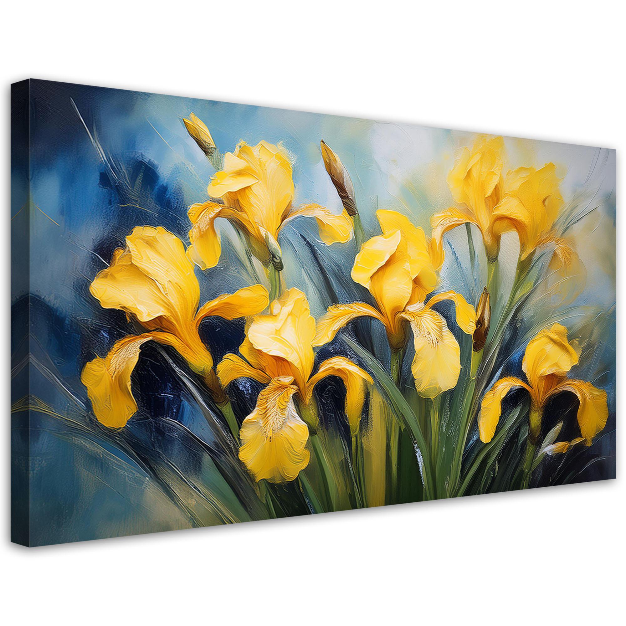 LEINWANDBILD Blumen Schwertlilien Gelb 80x40cm - Gelb, Textil (80/40cm) - Feeby
