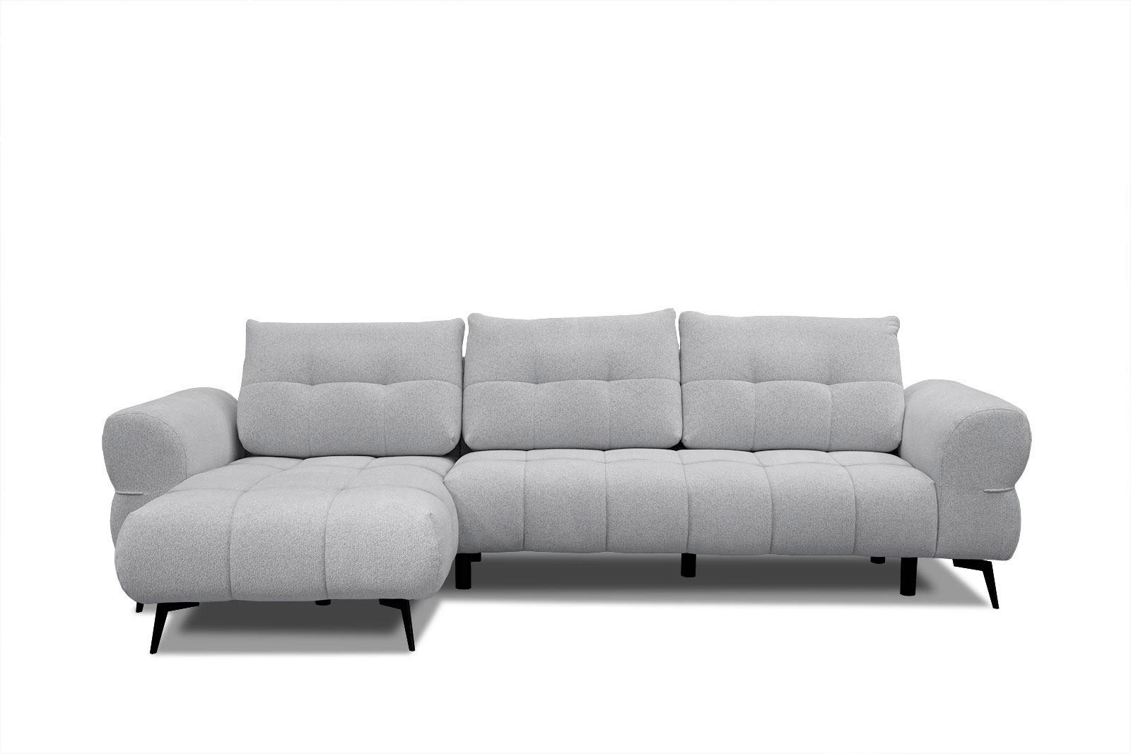 ECKSOFA SALVINI 4-Sitzer, hellgrau - Hellgrau/Schwarz, Holzwerkstoff/Textil (158/292cm) - Wozimo