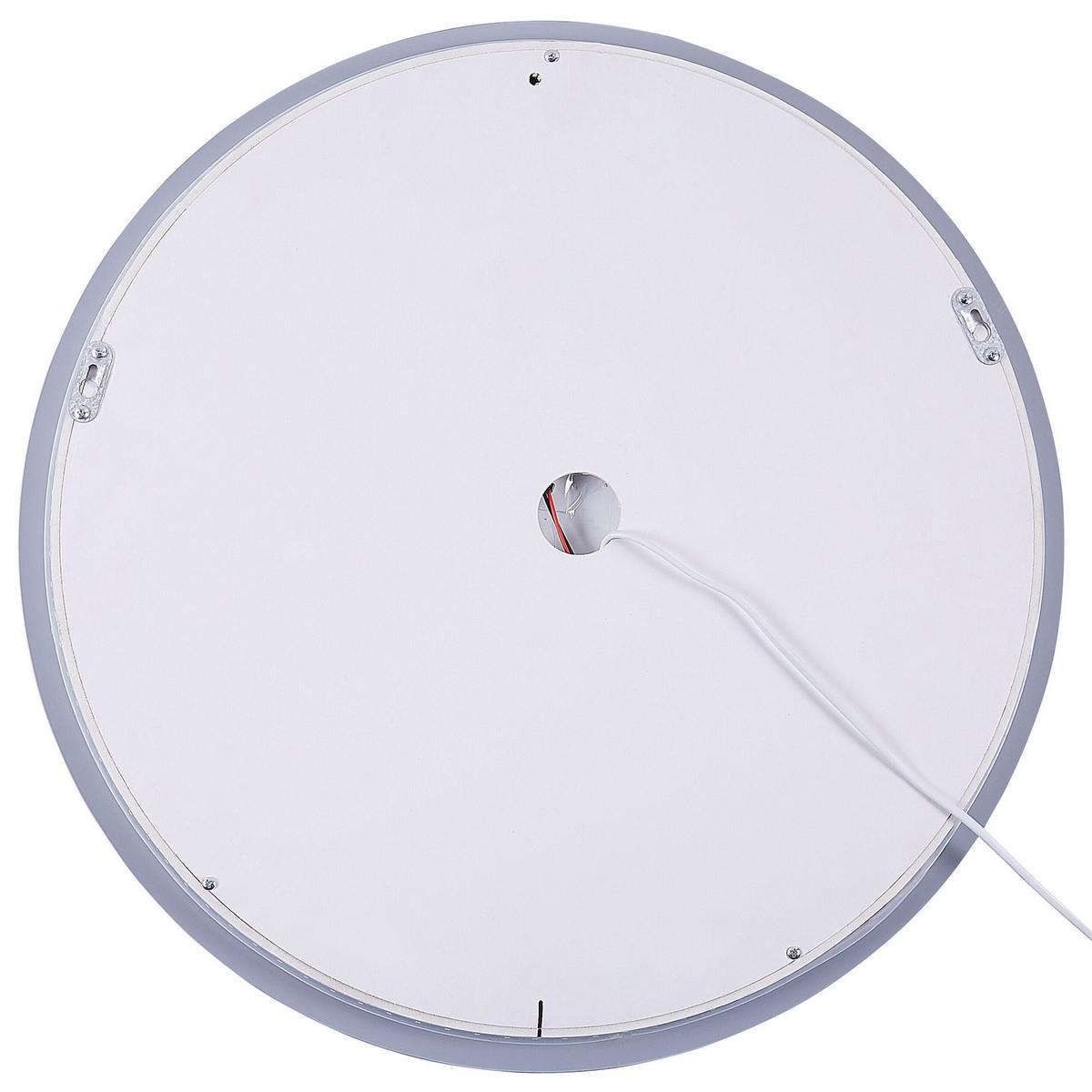 BADSPIEGEL mit LED-Beleuchtung rund 60 cm Callac - Silberfarben, Glas (60/60/3cm) - Beliani