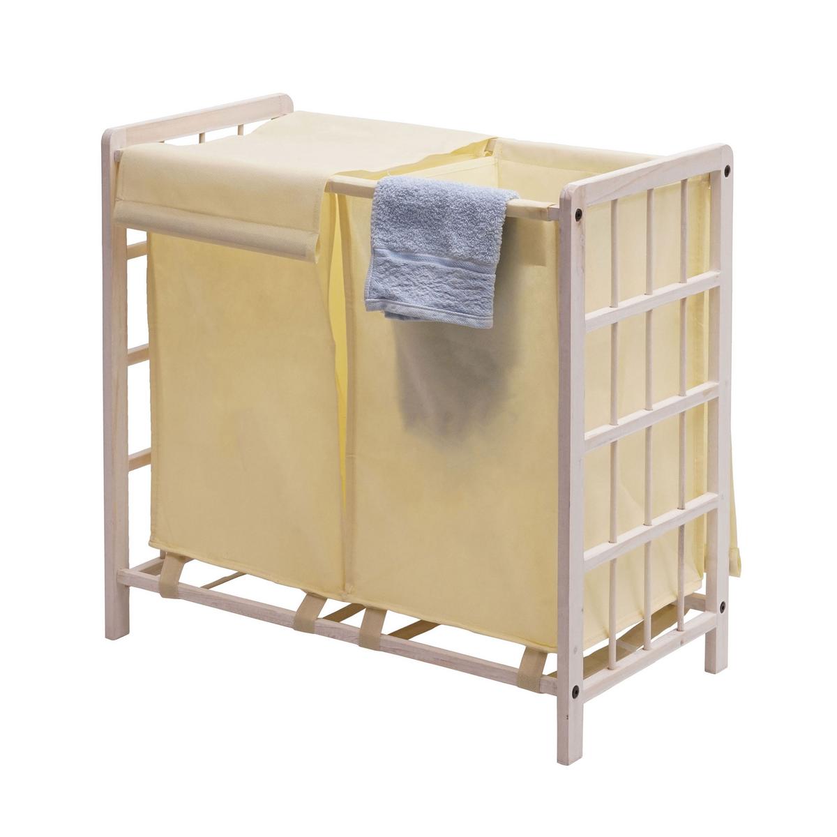 WÄSCHESAMMLER Weiß, Beige - Beige/Weiß, Holz (60/60/33cm) - MCW