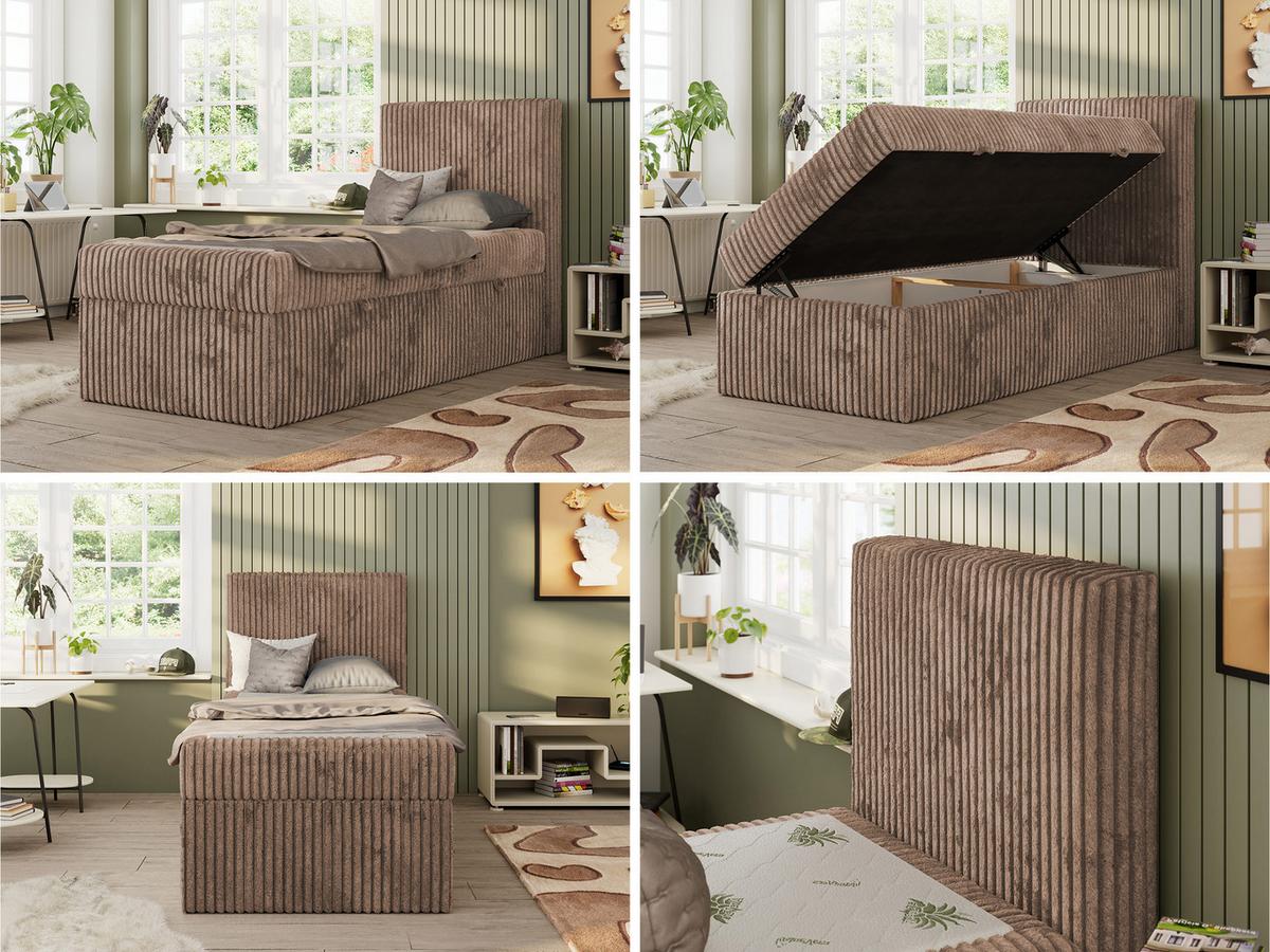JUGENDBETT TILIO 90/200 - Braun - H4 - Rechts Seite - Braun, Textil (200/90cm) - MKS