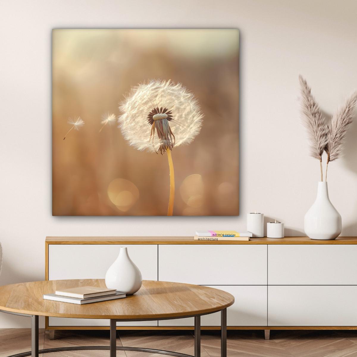 LEINWANDBILD Löwenzahn - Beige - Natur - Blume Deko Groß 90x90 cm - Hellbraun, Textil (90/90cm) - MuchoWow