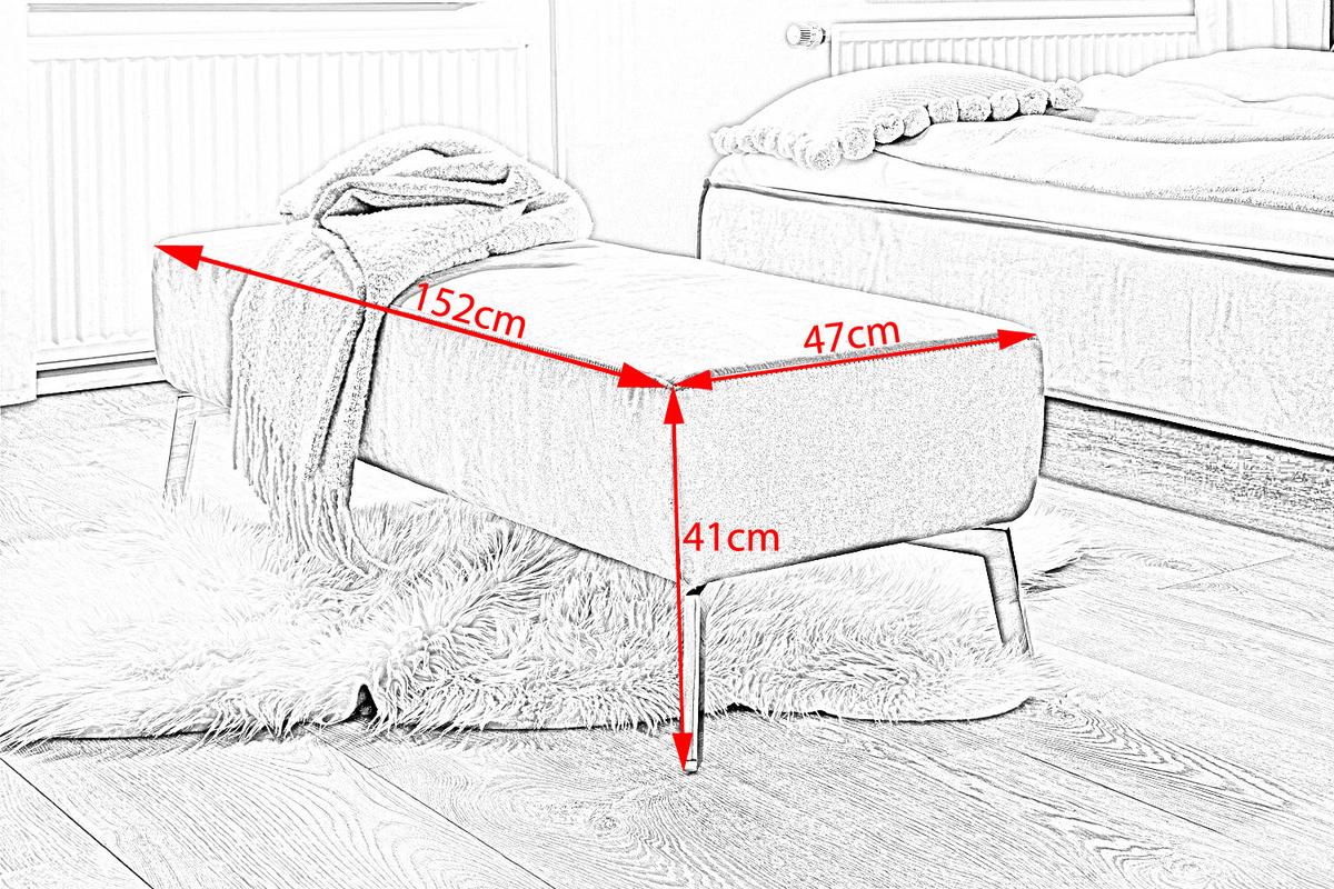 HOCKERBANK SOFIA Grau Webstoff - Grau, Textil (152/42/47cm) - KAWOLA