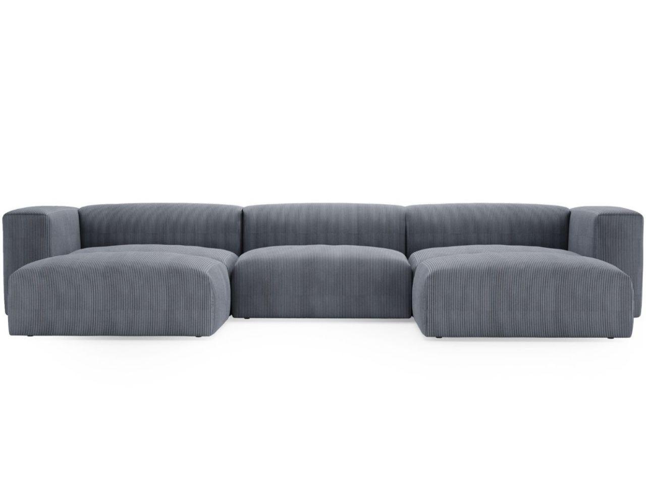 WOHNLANDSCHAFT U Landi Grau - Schwarz/Grau, Kunststoff/Textil (340/85/180cm) - Graingold