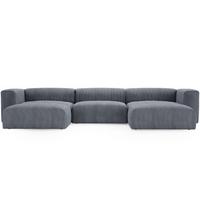 WOHNLANDSCHAFT U Landi Grau - Schwarz/Grau, Kunststoff/Textil (340/85/180cm) - Graingold