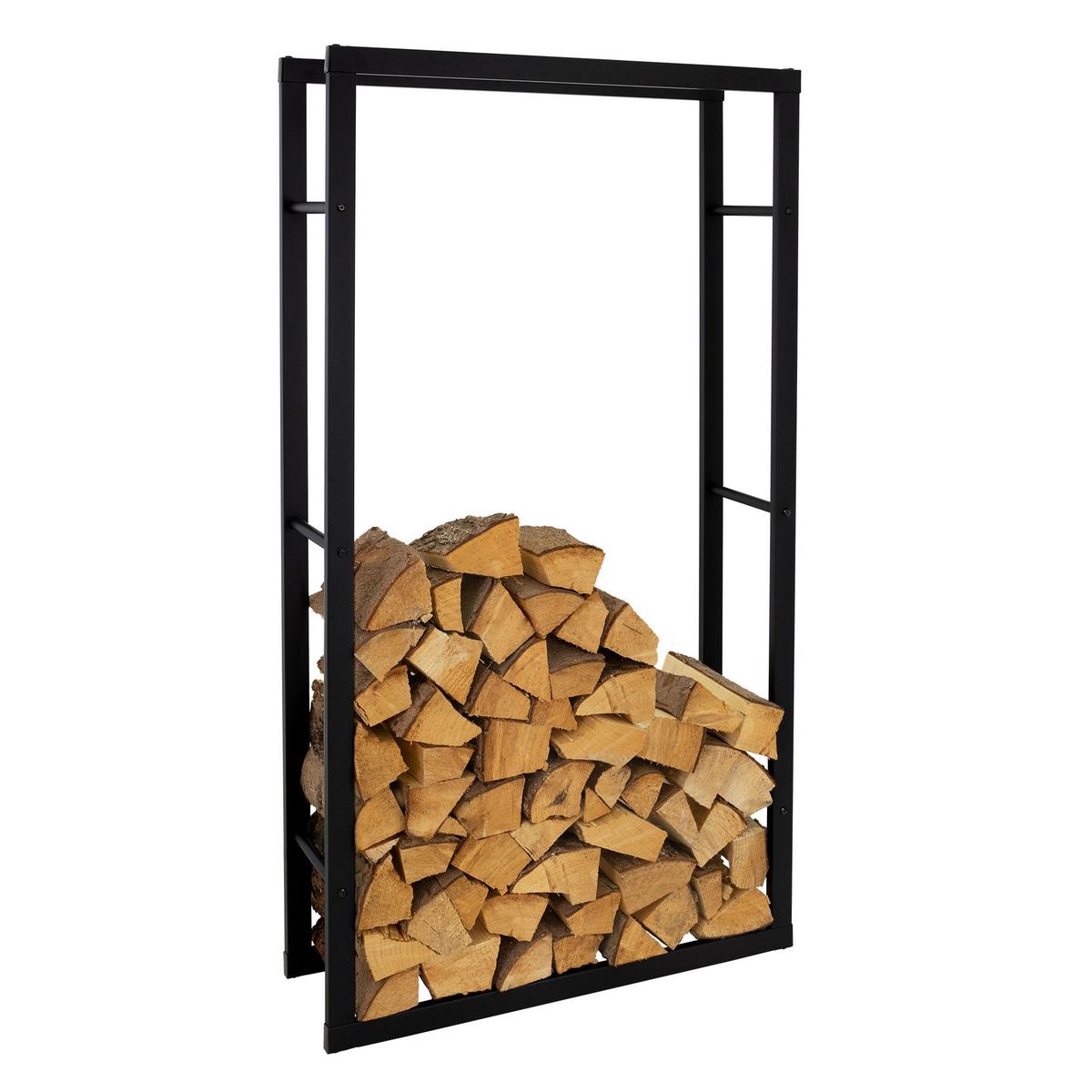 KAMINHOLZREGAL 80x150x25 cm rechteckig Schwarz aus Metall Innen/Außen - Schwarz, Metall (25/150/80cm) - ML-DESIGN