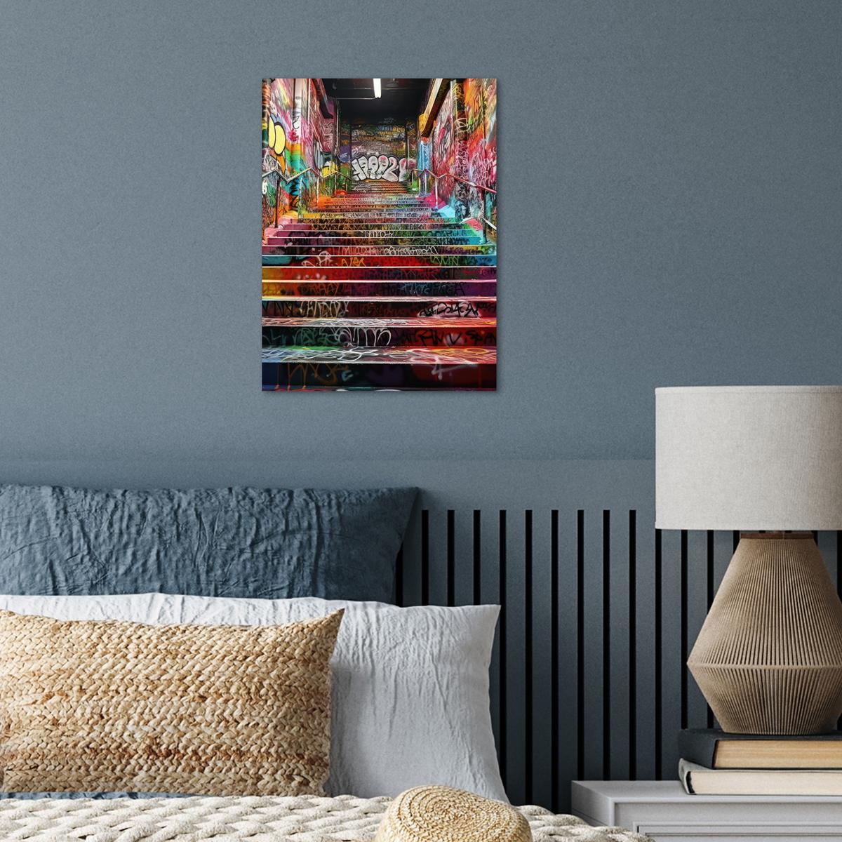 POSTER Treppe - Graffiti - Farben - Kunst Wandbilder 30x40 cm - Multicolor, Papier (30/40/0.1cm) - MuchoWow