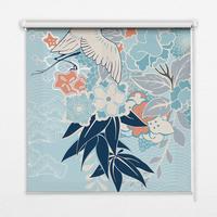 INNENROLLO - Fensterrollo - Rollo - 100x140 cm - Reiher in Blumen - Blau, Kunststoff (100/140/0.5cm) - TULUP