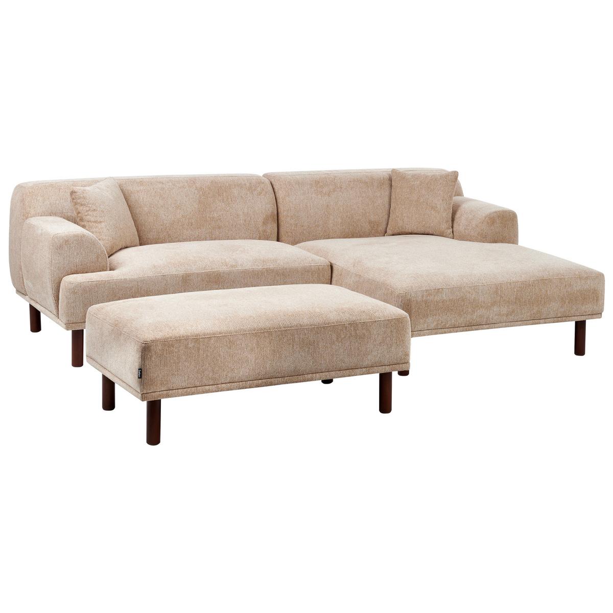 ECKSOFA 3-Sitzer Stoff Beige mit Ottomane linksseitig Holt - Beige, Textil (241/159cm) - Beliani