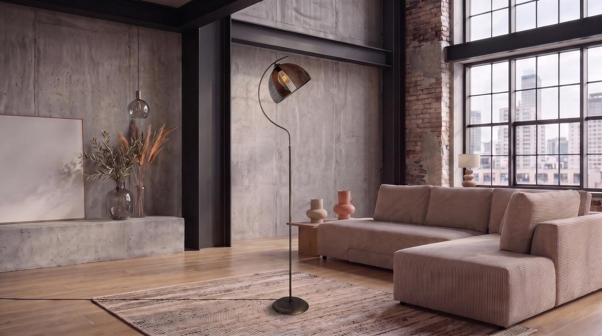 STEHLAMPE WENORA Bronze Holz - Bronzefarben, Holz (30/30/165cm) - KAWOLA