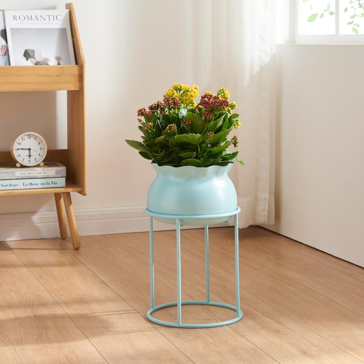 BLUMENSTÄNDER Assen - Hellblau, Metall (23.5/23.5/38cm) - [en.casa]