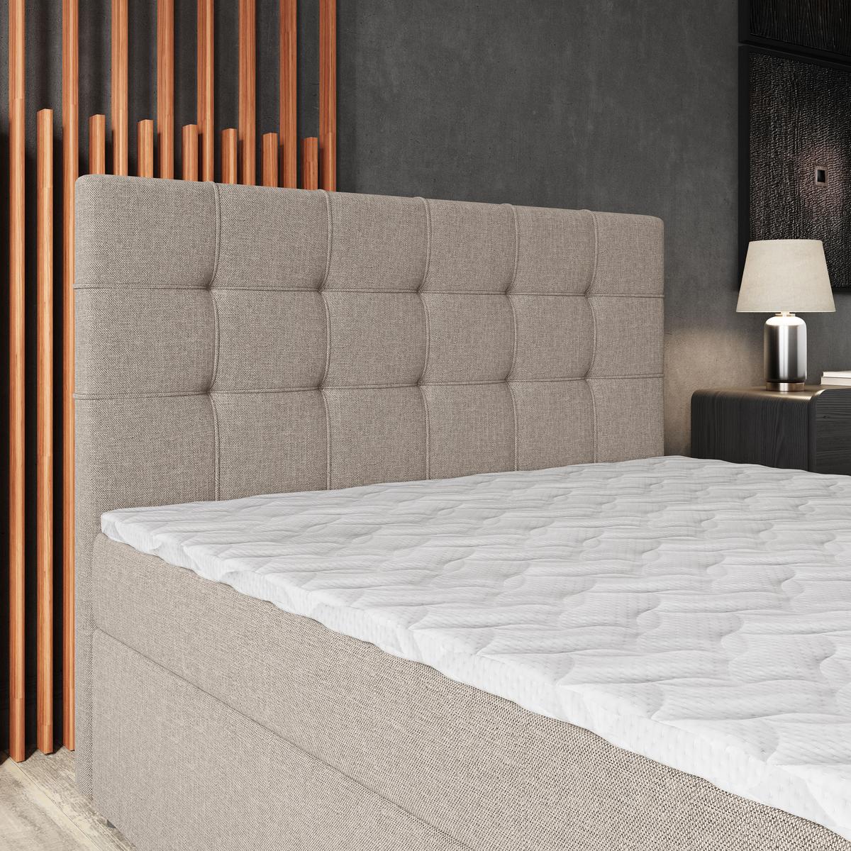 BOXBETT PALMA 160x200 cm mit Matratze und Topper - Beige - Beige, Holz (160/200cm) - MASSENO