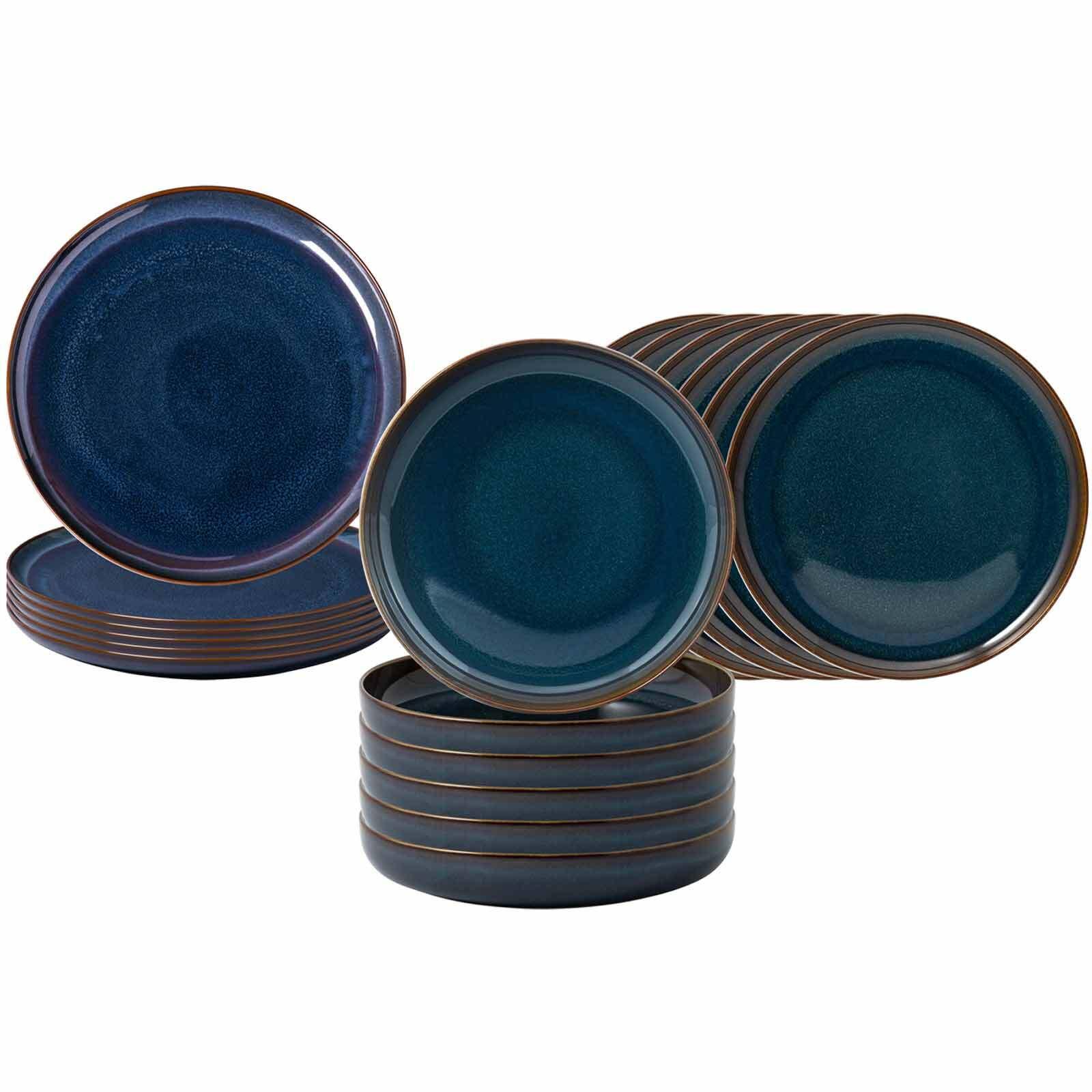 TELLER-SET Crafted Denim 18-tlg. - Blau, Keramik (2/2/2cm) - like.Villeroy & Boch