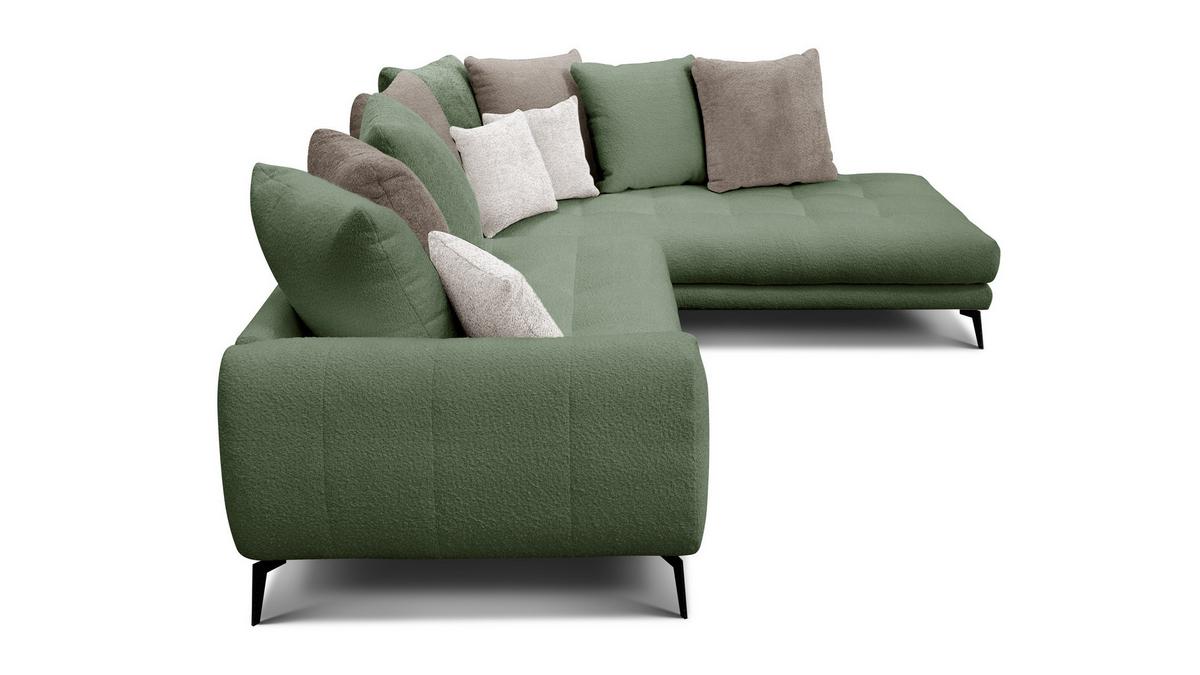 ECKSOFA CALME 5-Sitzer, olive und beige - Schwarz/Olivgrün, Holz/Textil (294/229cm) - Wozimo