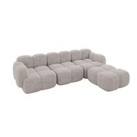 ECKSOFA modulares Sofa Rechts Miko-L2 302x205x75 Hellgrau Velours - Hellgrau/Schwarz, Holzwerkstoff/Kunststoff (302/205cm) - ALTDECOR