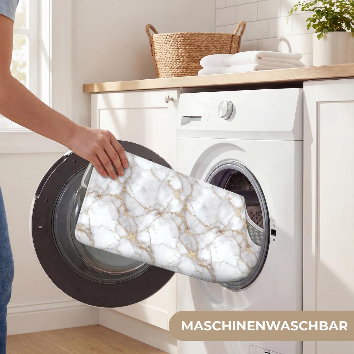 WC-VORLEGER Weiß - Gold - Marmor - Grau Toilettenvorleger 55x60 cm - Weiß, Textil (55/1cm) - OnlyWow