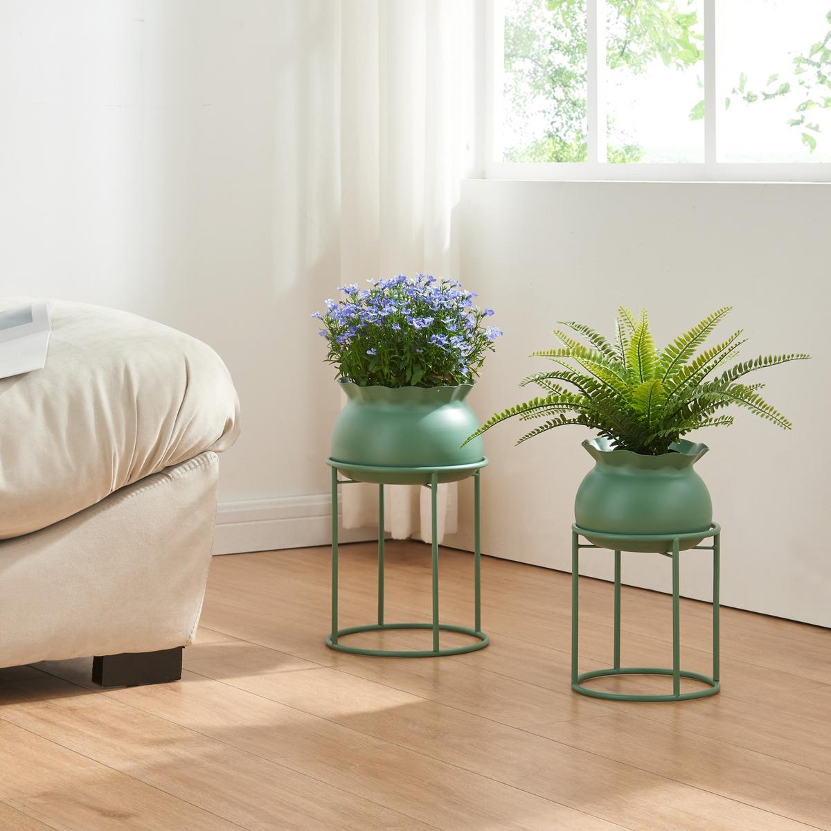 BLUMENSTÄNDER Assen - Grün, Metall (19.5/19.5/31.5cm) - [en.casa]
