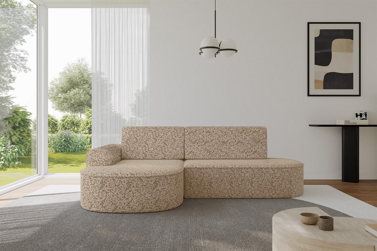 ECKSOFA mit Schlaffunktion und Bettkasten Ottomane Links MARI-L1-S - 283x167x73 cm Braun Tissu - Schwarz/Braun, Holzwerkstoff/Kunststoff (283/167cm) - ALTDECOR