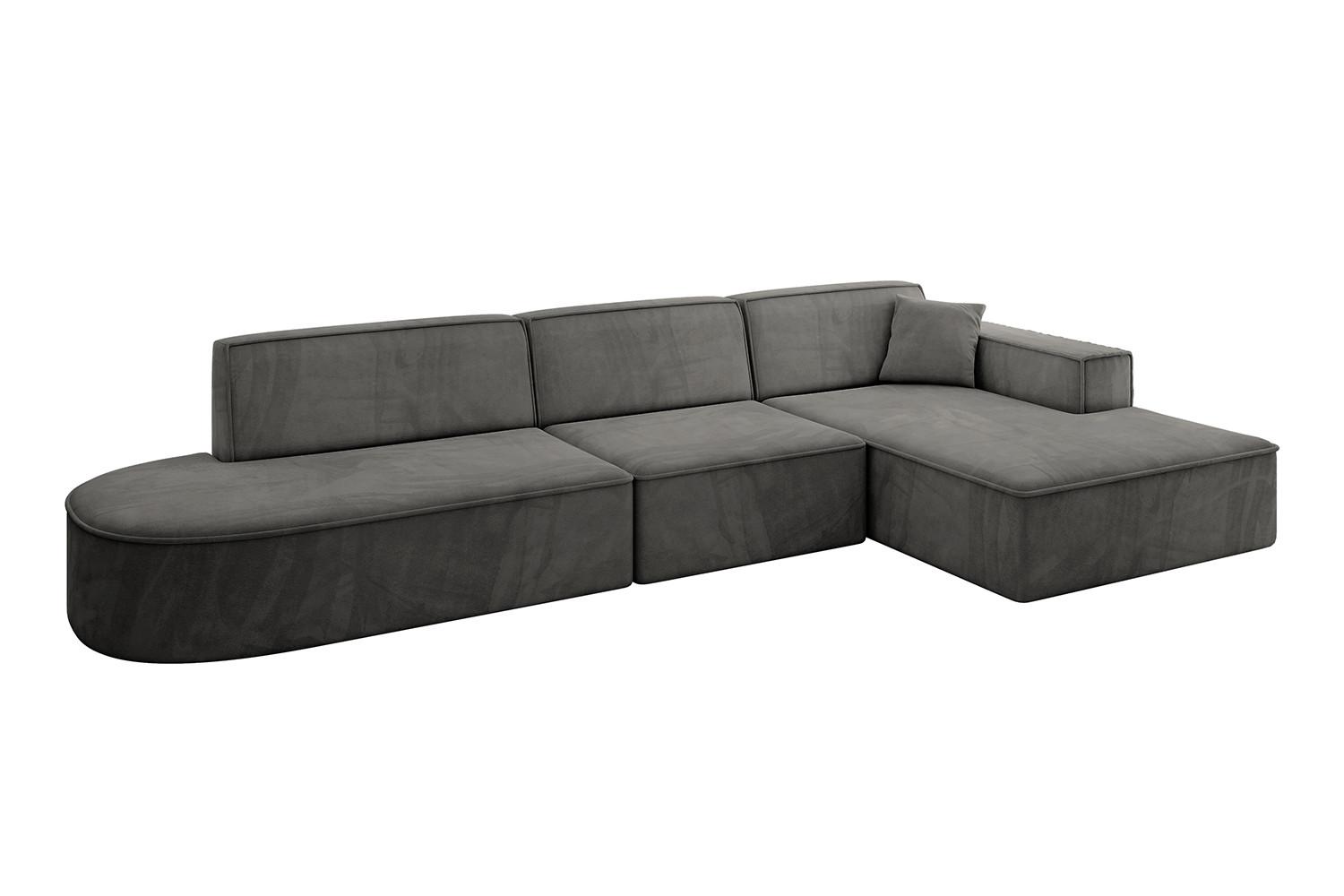 ECKSOFA Ottomane Rechts IREA-L2-v4 - 327x165x77 cm Ecru - Anthrazit, Holzwerkstoff/Textil (327/165cm) - ALTDECOR