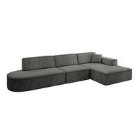 ECKSOFA Ottomane Rechts IREA-L2-v4 - 327x165x77 cm Ecru - Anthrazit, Holzwerkstoff/Textil (327/165cm) - ALTDECOR