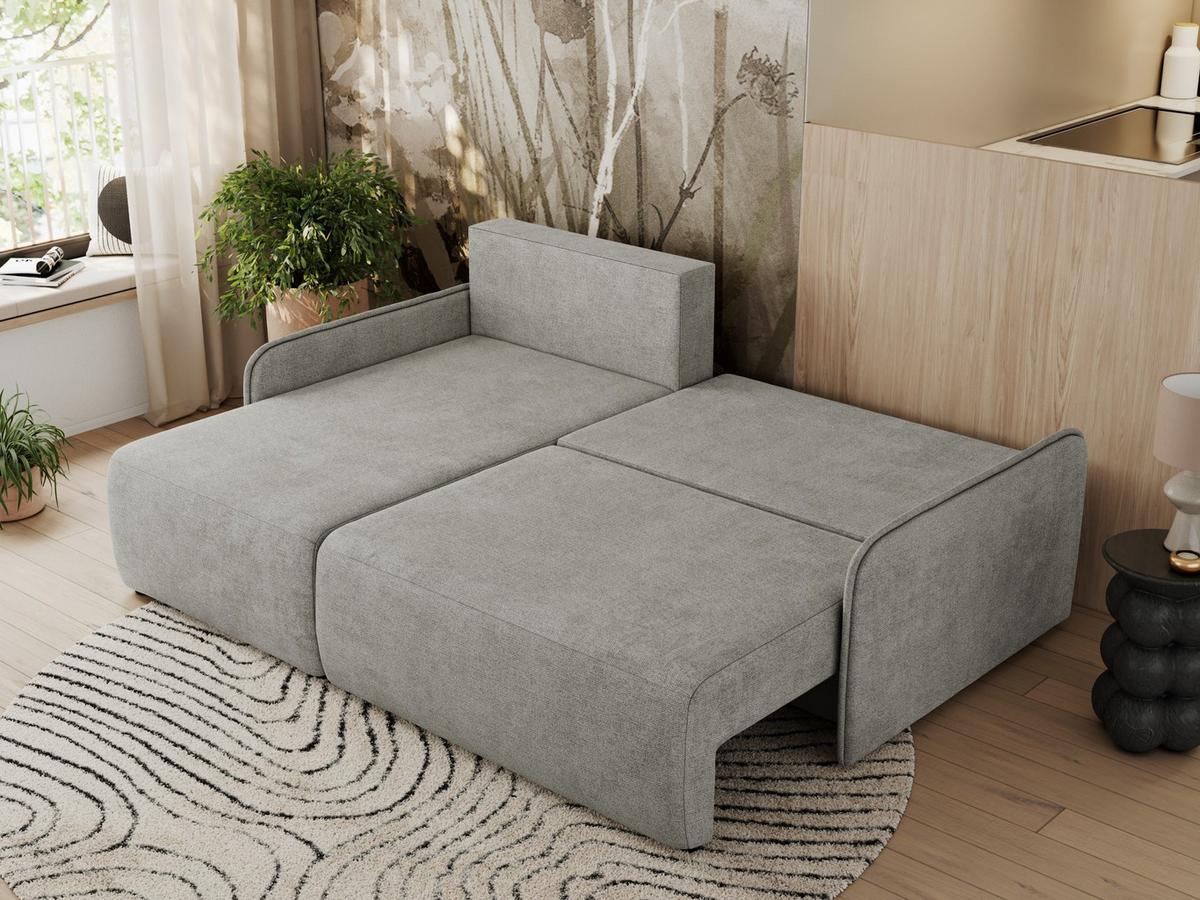 ECKSCHLAFSOFA ARPA L Hellgrau Struktur - links - Hellgrau/Schwarz, Kunststoff/Textil (198/150cm) - MKS
