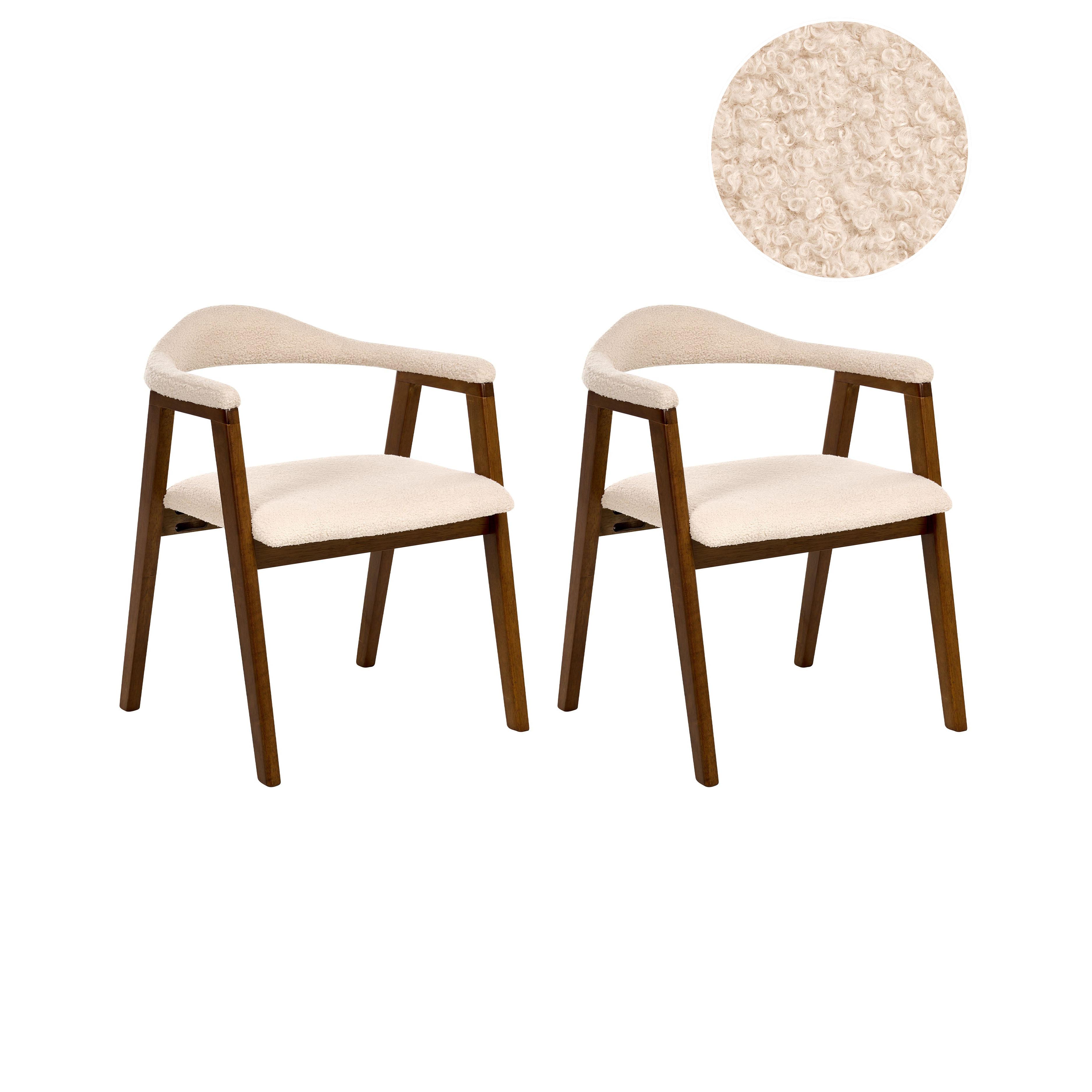 ESSZIMMERSTUHL 2er Set Holz Dunkelbraun Oneco - Beige/Braun, Holz (56/72/62cm) - Beliani