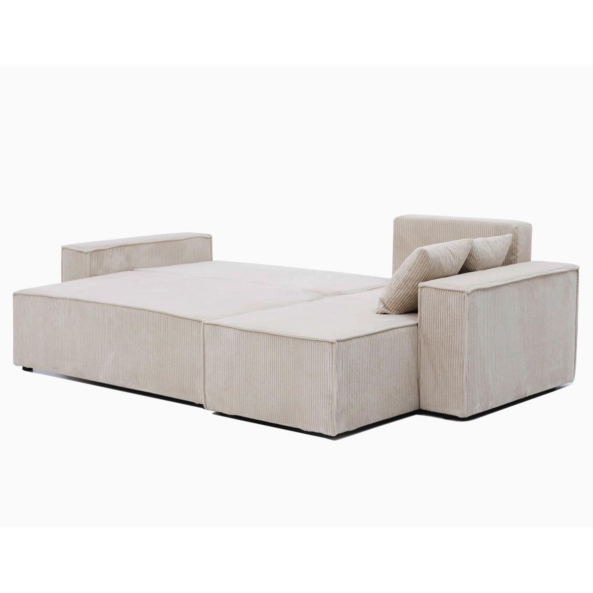 ECKSOFA Paris mit Schlaffunktion Cord - Beige, Textil (244/155cm) - Idohome