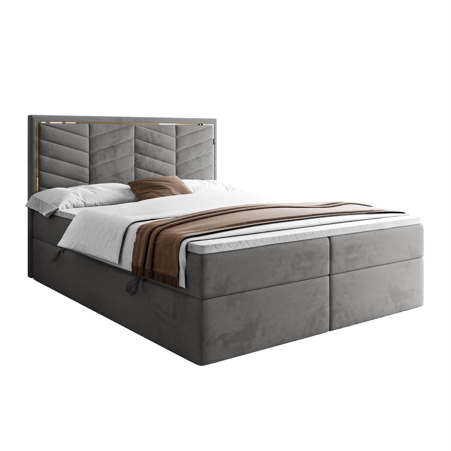 KONTINENTALBETT AURORA 180x200 mit Bettkasten Royal Velvet 250 - Hellgrau, Textil (180/200cm) - Lookway