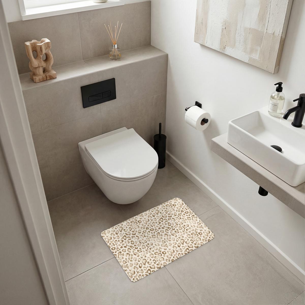 BADEMATTE Leopard - Klassisch - Beige 60x40 cm - Hellbraun, Textil (60/40cm) - OnlyWow