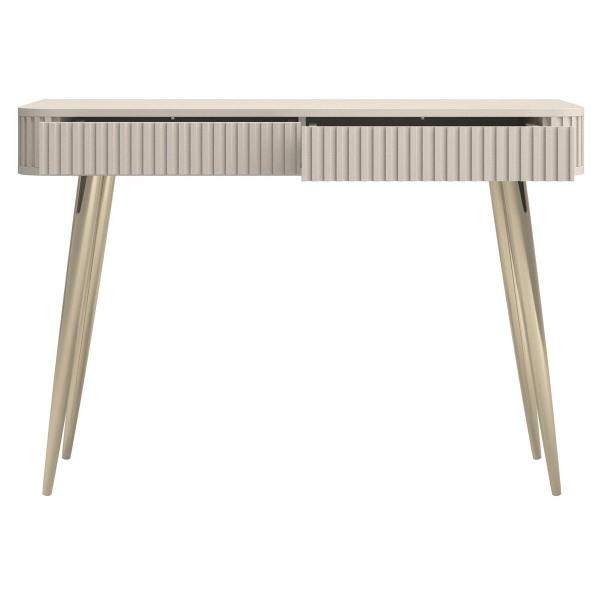 SCHMINKTISCH Ovarlo Greige mit 2 Schubladen 113 cm - Taupe/Goldfarben, Holzwerkstoff/Metall (38/113.2/77.9cm) - Selsey