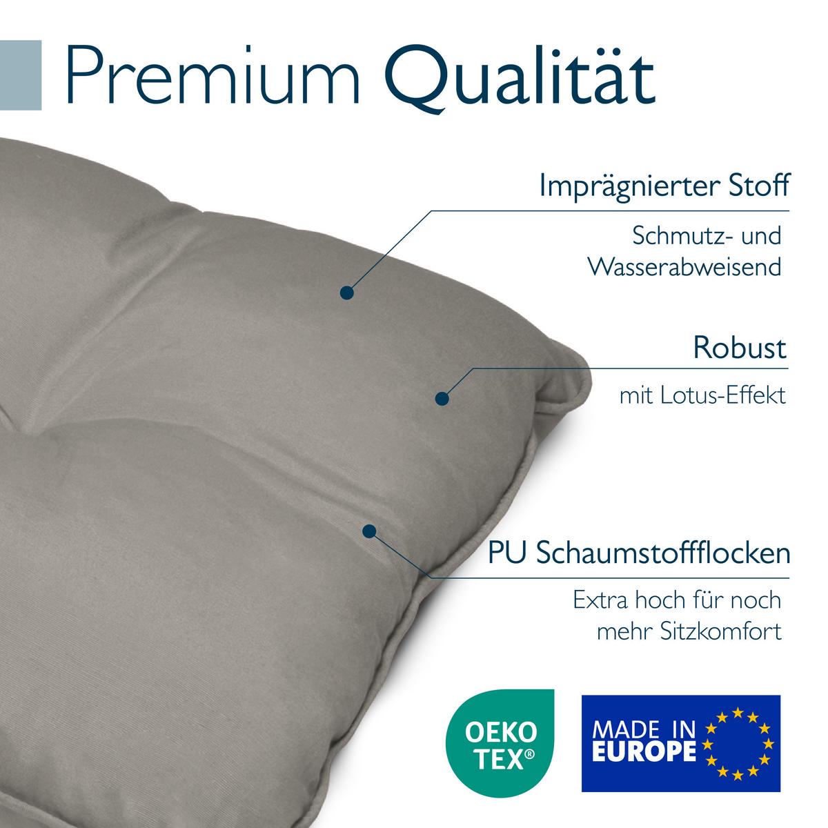 LOUNGEKISSEN Flair Outdoor Sitz 50x50x10cm mit Rücken 50x40x12cm Hellgrau (2tlg) - Hellgrau, Textil (50/50cm) - Beautissu 