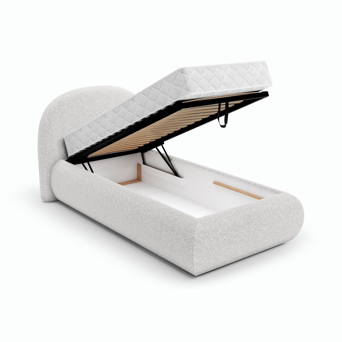 POLSTERBETT Motti 90x200, Einzelbett mit Bettkasten und Taschenfedernmatratze 20 cm, Creme - Creme, Holzwerkstoff (90/200cm) - Beautysofa