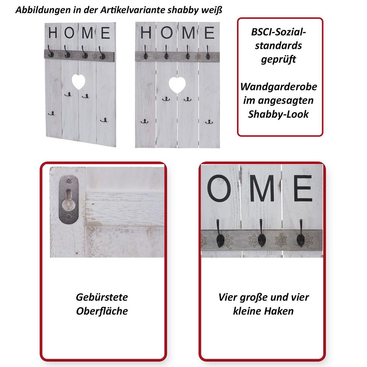 WANDGARDEROBE HOME SHABBY-LOOK Beige - Beige, Holz (60/91/8cm) - MCW
