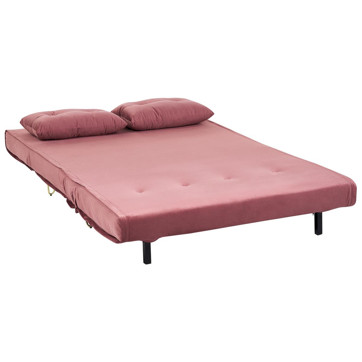 2-SITZER-SCHLAFSOFA Samtstoff Rosa Vestfold - Pink, Textil (130/81/80cm) - Beliani
