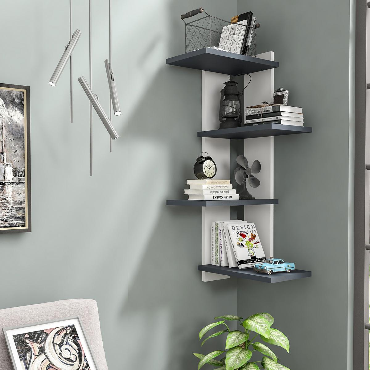 WANDREGAL Hasvik - Anthrazit/Weiß, Holzwerkstoff (39.5/90/39.5cm) - [en.casa]