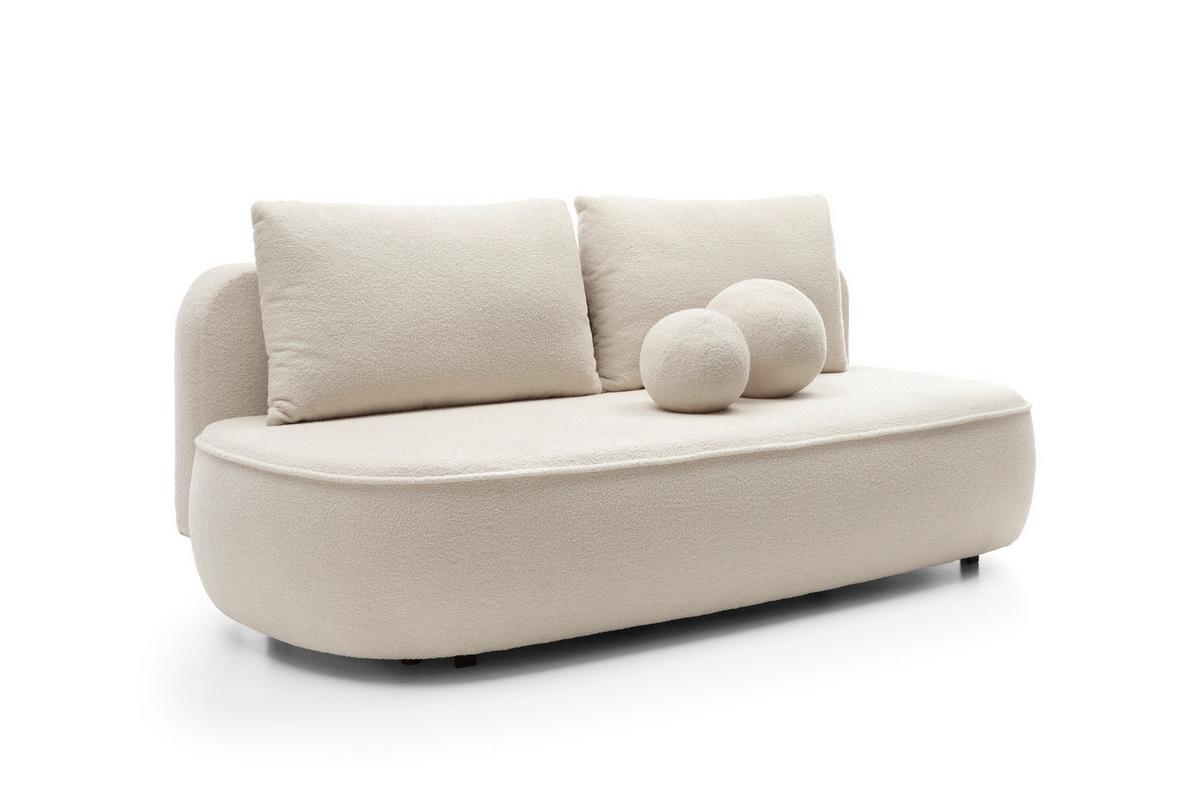 BETTSOFA KIRA Creme Chenille-Stoff mit Schlaffunktion - Creme, Textil (100/88/212cm) - MASSENO