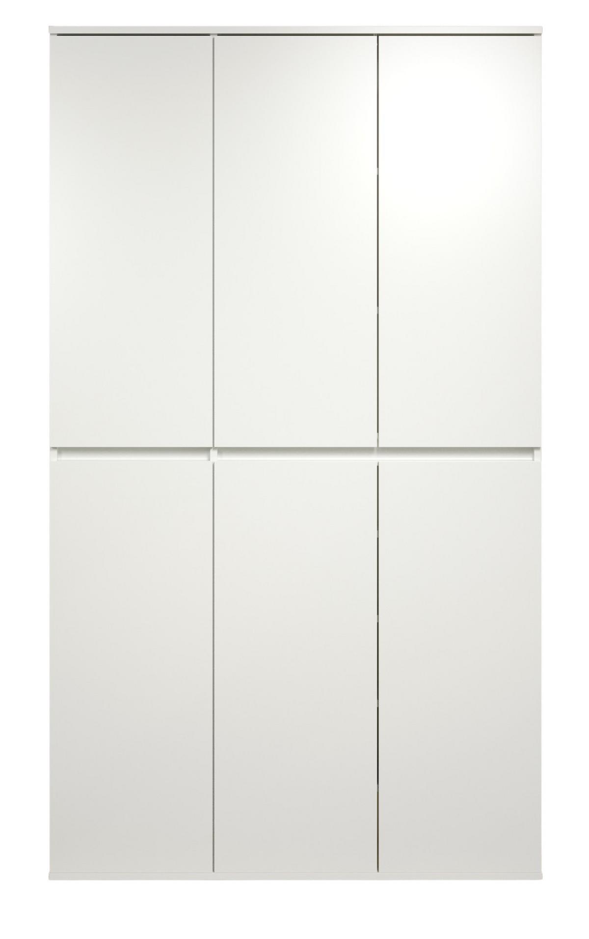 GARDEROBENSCHRANK weiß 111 x 191 cm, Schuhschrank 6-türig - Schwarz/Weiß, Holzwerkstoff/Kunststoff (111/191/34cm) - Top.Furn