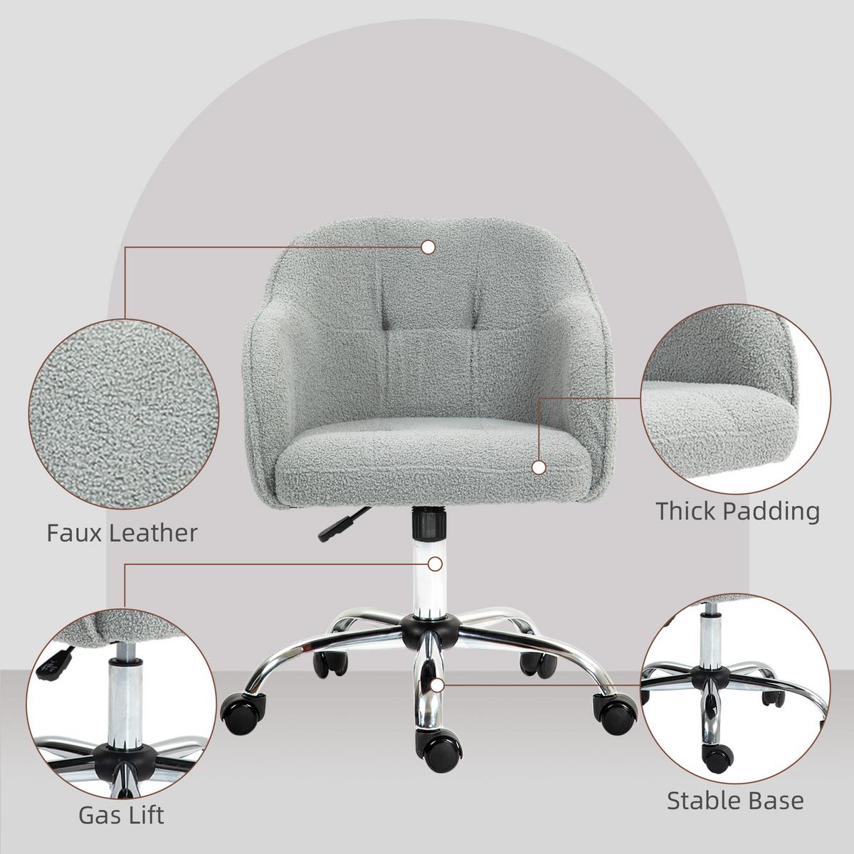 BÜROSTUHL Polyester Kunstleder Grau - Grau, Kunststoff (61/86/56cm) - HOMCOM