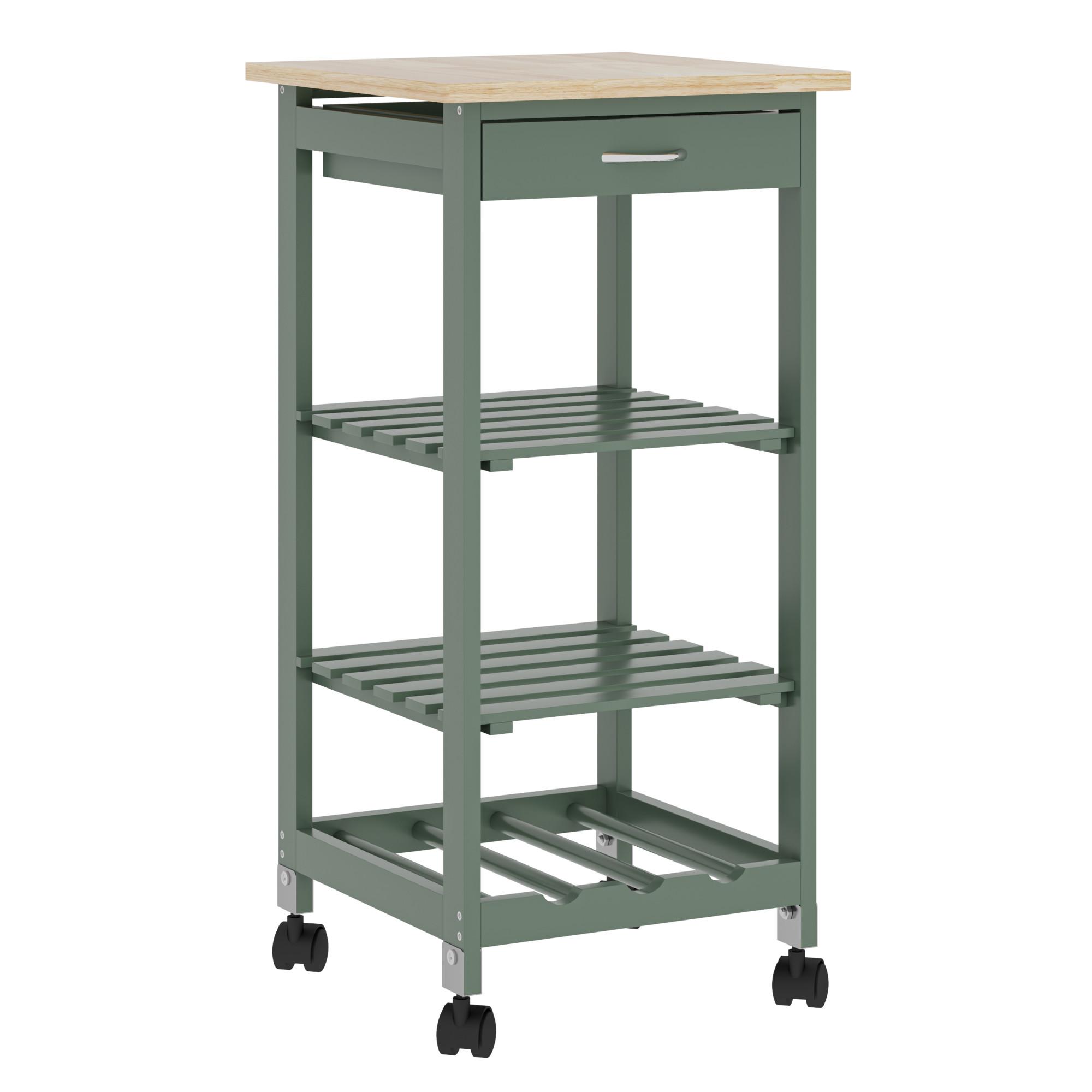 SERVIERWAGEN Biel - Grün, Holzwerkstoff (37/76/37cm) - [en.casa]